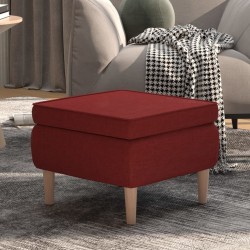 vidaXL Taburete con patas de madera tapizado tela rojo tinto