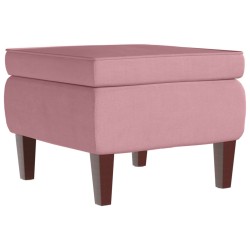 vidaXL Taburete con patas de madera terciopelo rosa