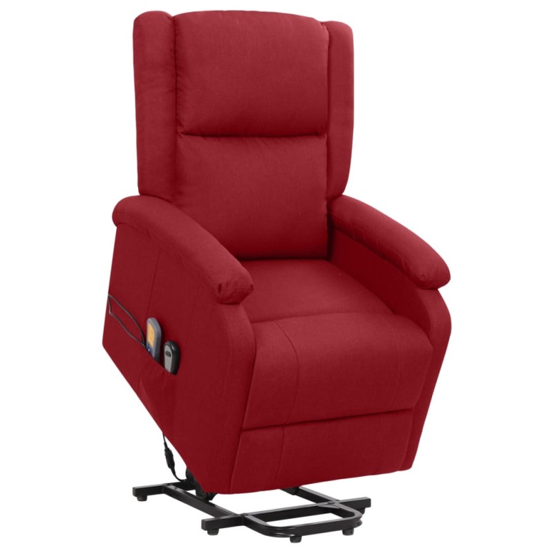 vidaXL Sillón de masaje elevable tela rojo tinto vidaXL Sillón de masaje elevable tela rojo tinto