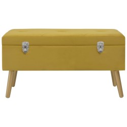 vidaXL Banco con compartimento de terciopelo amarillo mostaza 80 cm