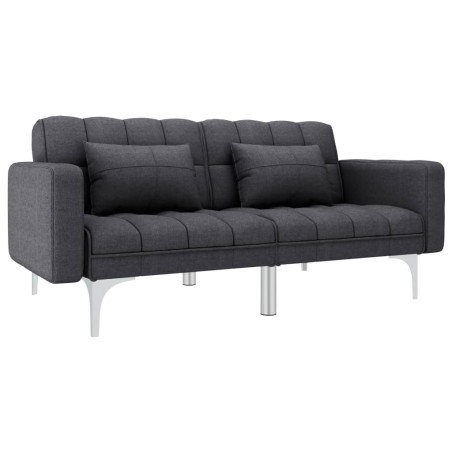 vidaXL Sofá cama de tela gris oscuro