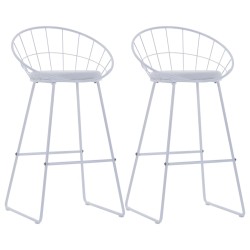 vidaXL Taburetes de barra de cocina 2 unidades cuero sintético blanco