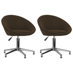 vidaXL Sillas de comedor giratorias 2 unidades tela marrón oscuro
