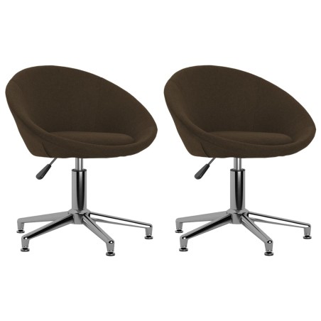 vidaXL Sillas de comedor giratorias 2 unidades tela marrón oscuro