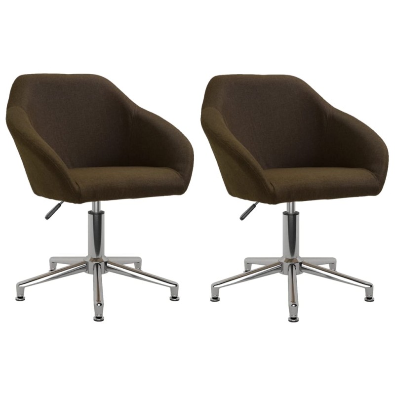 vidaXL Sillas de comedor giratorias 2 unidades tela marrón oscuro vidaXL Sillas de comedor giratorias 2 unidades tela marrón oscuro