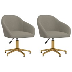 vidaXL Sillas de comedor giratorias 2 unidades terciopelo gris claro