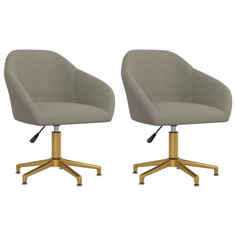 vidaXL Sillas de comedor giratorias 2 unidades terciopelo gris claro vidaXL Sillas de comedor giratorias 2 unidades terciopelo gris claro