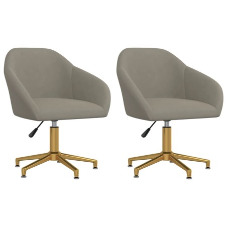 vidaXL Sillas de comedor giratorias 2 unidades terciopelo gris claro