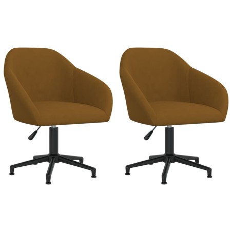 vidaXL Sillas de comedor giratorias 2 unidades terciopelo marrón