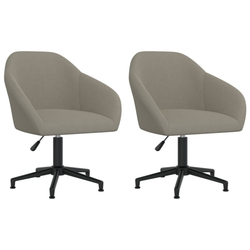 vidaXL Sillas de comedor giratorias 2 uds de terciopelo gris claro vidaXL Sillas de comedor giratorias 2 uds de terciopelo gris claro
