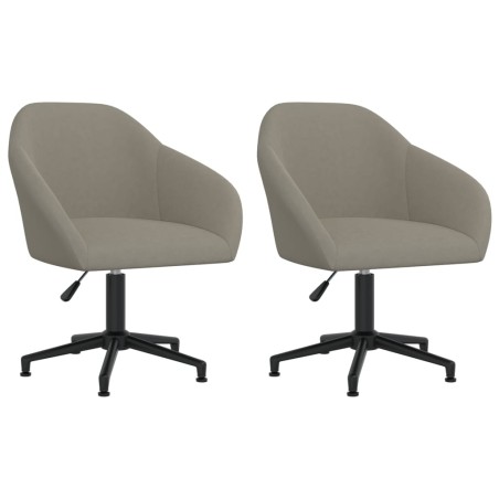 vidaXL Sillas de comedor giratorias 2 uds de terciopelo gris claro 