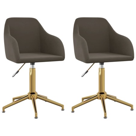 vidaXL Sillas de comedor giratorias 2 unidades terciopelo gris oscuro