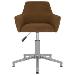 vidaXL Silla de comedor giratoria de terciopelo marrón