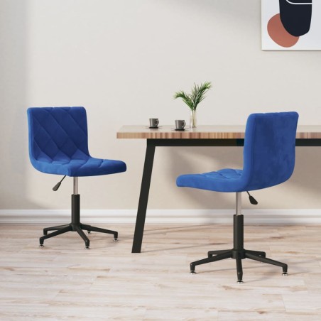 vidaXL Sillas de comedor giratorias 2 uds terciopelo azul
