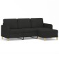 vidaXL Sofá de 3 plazas con taburete de tela negro 180 cm vidaXL Sofá de 3 plazas con taburete de tela negro 180 cm