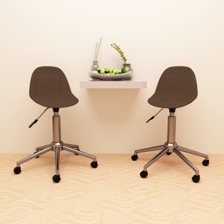 vidaXL Sillas de comedor giratorias 2 unidades tela marrón