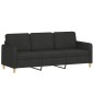 vidaXL Sofá de 3 plazas con taburete de tela negro 180 cm vidaXL Sofá de 3 plazas con taburete de tela negro 180 cm