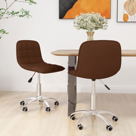 vidaXL Sillas de comedor giratorias 2 unidades tela marrón