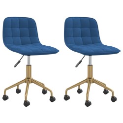 vidaXL Sillas de comedor giratorias 2 uds terciopelo azul
