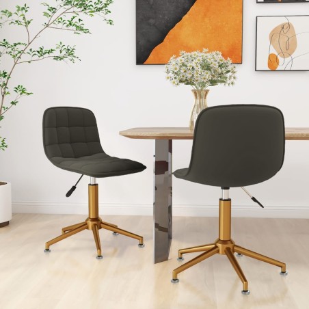 vidaXL Sillas de comedor giratorias 2 unidades terciopelo gris oscuro