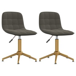 vidaXL Sillas de comedor giratorias 2 unidades terciopelo gris oscuro