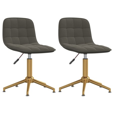 vidaXL Sillas de comedor giratorias 2 unidades terciopelo gris oscuro