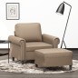 vidaXL Sillón con taburete cuero sintético color capuchino 60 cm vidaXL Sillón con taburete cuero sintético color capuchino 60 cm