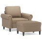vidaXL Sillón con taburete cuero sintético color capuchino 60 cm vidaXL Sillón con taburete cuero sintético color capuchino 60 cm