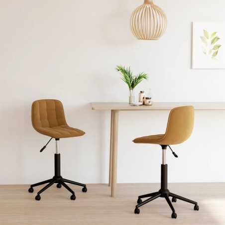 vidaXL Sillas de comedor giratorias 2 uds terciopelo marrón