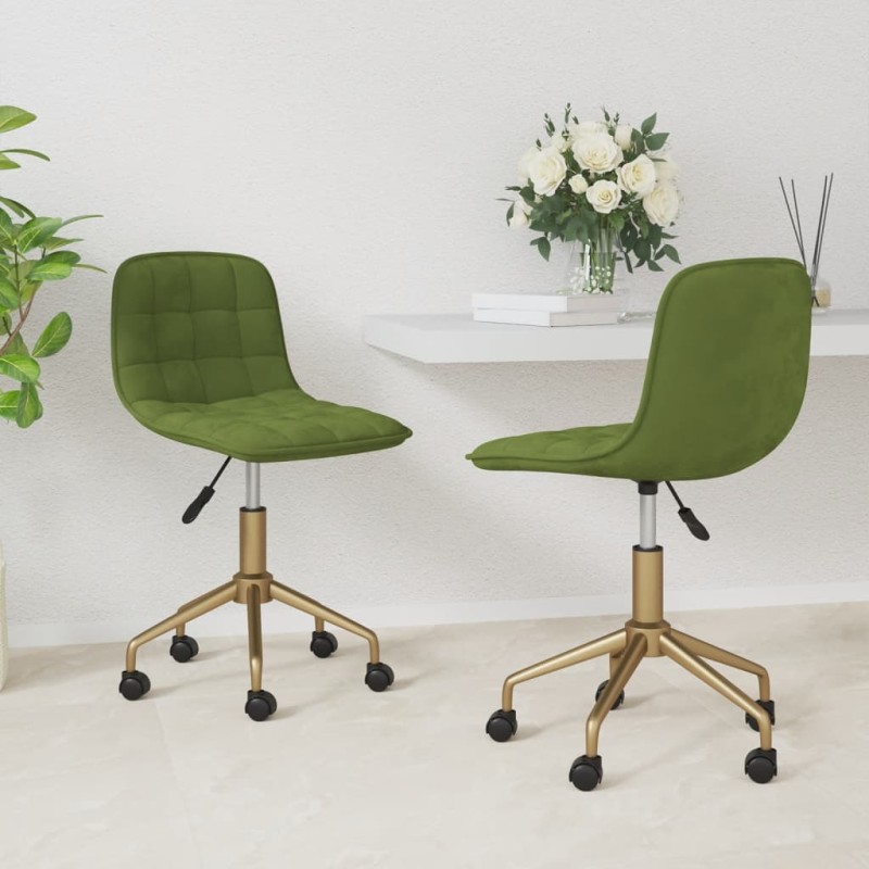 vidaXL Sillas de comedor giratorias 2 unidades terciopelo verde claro vidaXL Sillas de comedor giratorias 2 unidades terciopelo verde claro