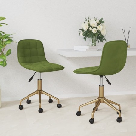 vidaXL Sillas de comedor giratorias 2 unidades terciopelo verde claro