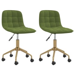 vidaXL Sillas de comedor giratorias 2 unidades terciopelo verde claro