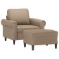 vidaXL Sillón con taburete cuero sintético color capuchino 60 cm vidaXL Sillón con taburete cuero sintético color capuchino 60 cm