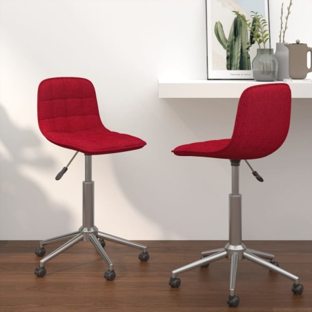 vidaXL Sillas de comedor giratorias 2 unidades tela rojo vino tinto 