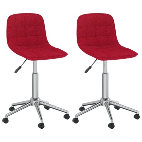 vidaXL Sillas de comedor giratorias 2 unidades tela rojo vino tinto 