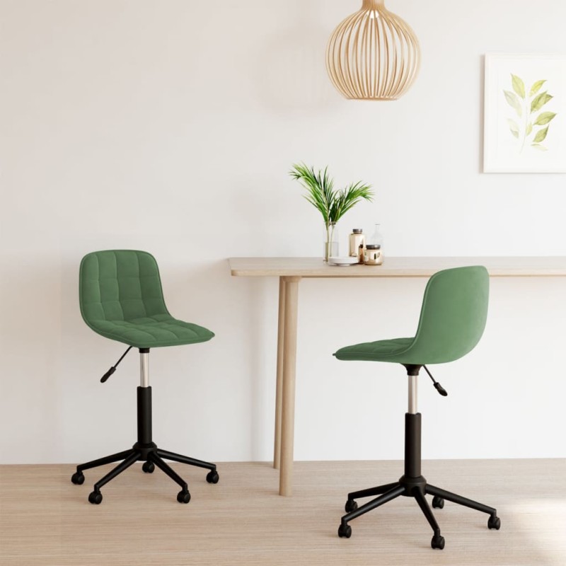 vidaXL Sillas de comedor giratorias 2 unidades terciopelo verde oscuro vidaXL Sillas de comedor giratorias 2 unidades terciopelo verde oscuro
