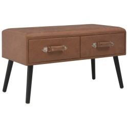 vidaXL Mesa de centro de cuero sintético marrón oscuro 80x40x46 cm 