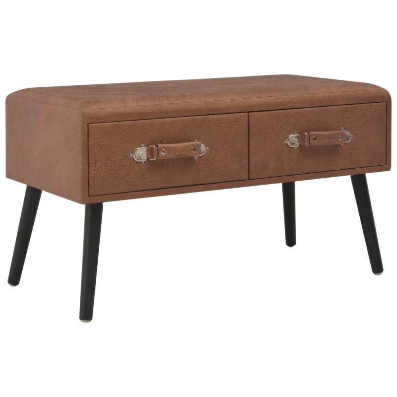 vidaXL Mesa de centro de cuero sintético marrón oscuro 80x40x46 cm vidaXL Mesa de centro de cuero sintético marrón oscuro 80x40x46 cm