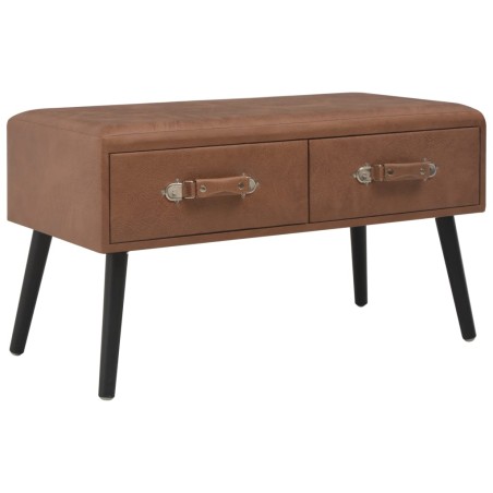 vidaXL Mesa de centro de cuero sintético marrón oscuro 80x40x46 cm 