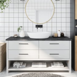 vidaXL Encimera baño madera maciza tratada gris oscuro 160x60x(2-4) cm