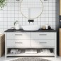 vidaXL Encimera baño madera maciza tratada gris oscuro 160x60x(2-4) cm vidaXL Encimera baño madera maciza tratada gris oscuro 160x60x(2-4) cm
