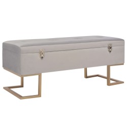 vidaXL Banco con compartimento 105 cm gris de terciopelo