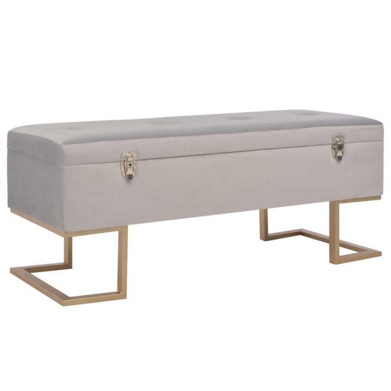 vidaXL Banco con compartimento 105 cm gris de terciopelo vidaXL Banco con compartimento 105 cm gris de terciopelo