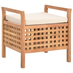 vidaXL Banco de almacenamiento de madera maciza de nogal 49x48x49 cm 