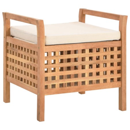 vidaXL Banco de almacenamiento de madera maciza de nogal 49x48x49 cm 
