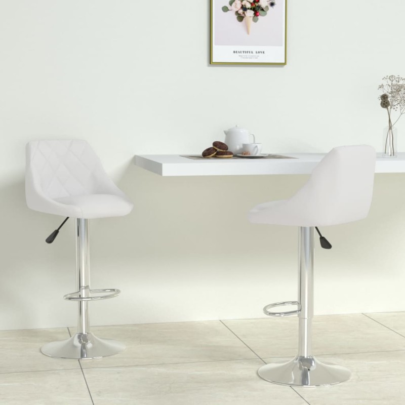vidaXL Taburetes de cocina 2 unidades cuero sintético blanco vidaXL Taburetes de cocina 2 unidades cuero sintético blanco