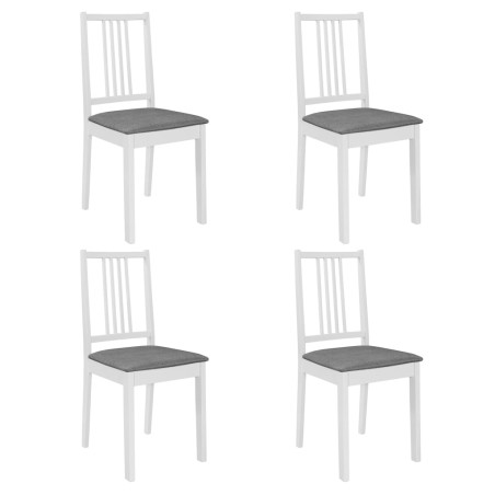 vidaXL Sillas de comedor con cojines 4 unidades madera maciza blanca