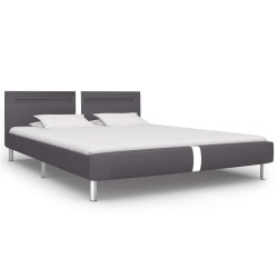 vidaXL Cama con LED de cuero sintético gris 180x200 cm