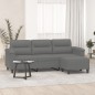 vidaXL Sofá de 3 plazas y taburete tela microfibra gris oscuro 180 cm vidaXL Sofá de 3 plazas y taburete tela microfibra gris oscuro 180 cm