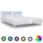 vidaXL Estructura de cama con LED de cuero sintético blanco 180x200 cm vidaXL Estructura de cama con LED de cuero sintético blanco 180x200 cm
